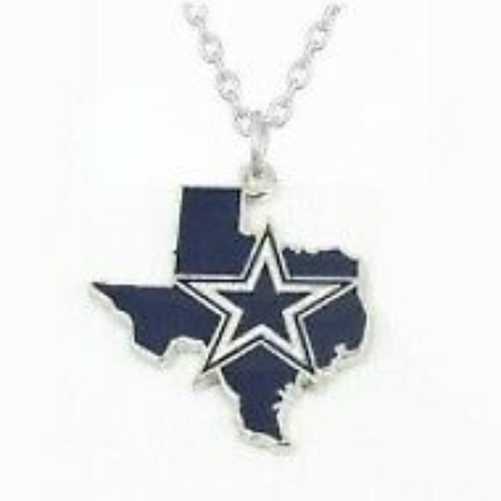 Dallas Cowboys Silver Star‎ Texas Pendant Necklace